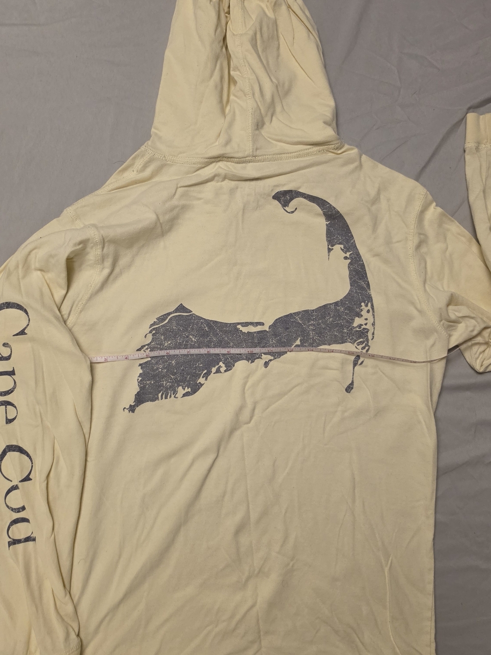 Cape Cod Graphic Hoodie - 100% Cotton Pale Yellow Long Sleeve Pullover
